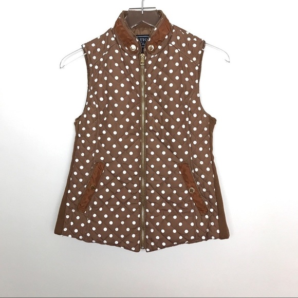 C’Esttoi Brown/White Polka Dot Puffer Vest Size S - Picture 6 of 8